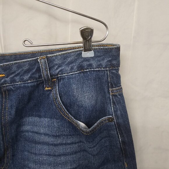 Time and Tru Medium Blue Denim Skirt Patchwork Boho Retro 14 - Picture 3 of 12